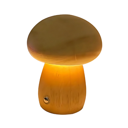 Mushroom Table Lamp Cordless Dimmable LED Touch Night Light Solid Wood Bedside Desk Lamp for Bedroom Nursery Kids Room Living Room Reading