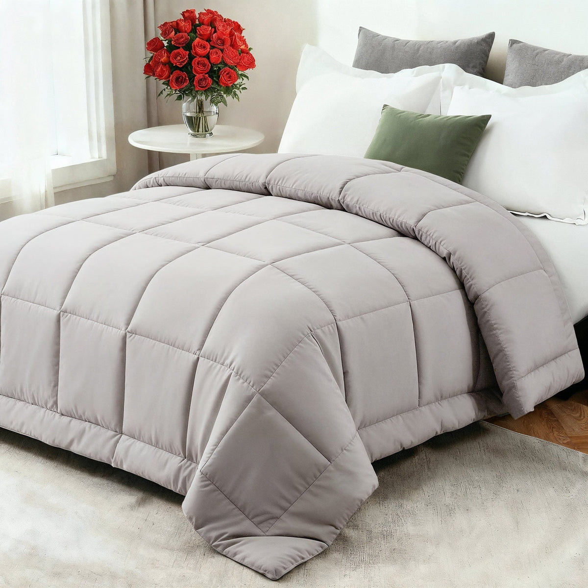 Confort acogedor | Edredón de plumón para todas las estaciones con relleno de fibra ultrasuave | Diseño transpirable para dormir bien todo el año