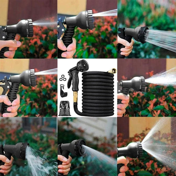 FlexiFlow | Expandable Garden Hose 100FT with 8 Spray Patterns | Lightweight & Durable for Effortless Watering