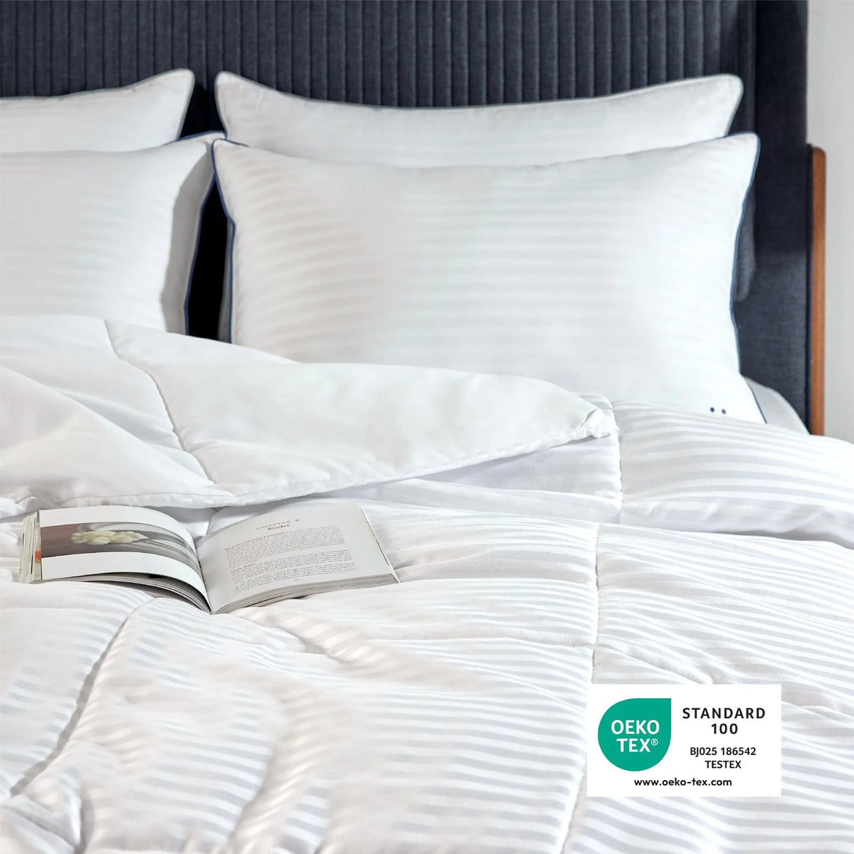 Lightweight Cooling Duvet Insert with Quilted Box Stitch & 8 Tabs for Comfortable Summer Sleep
