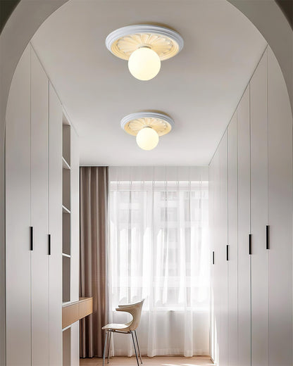 Acrylic Flush Mount Ceiling Light 14 in Beige Bedroom Living Room Decorative Fixture Low Profile Wall Mount Ambient Illumination