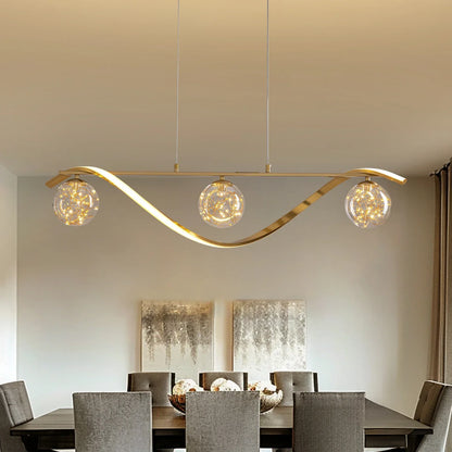 LED Chandelier for Kitchen Island & Dining Room 39 in Gold Glass Globe Ceiling Light Hanging Fixture Modern Linear Suspended Lighting for Di