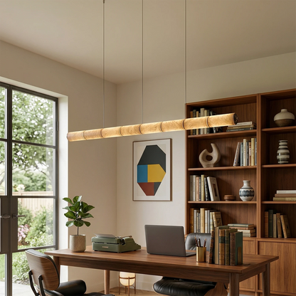 Linear Alabaster LED Chandelier – Modern Dining Room Light with Unique Design and Dimmable Feature