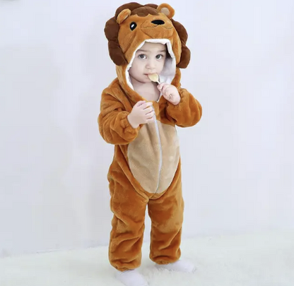 Soft Baby Animal Onesie Costume with Hood – Full-Zip Fleece Outfit for Infants & Toddlers – Home, Playdates & Photo Ops