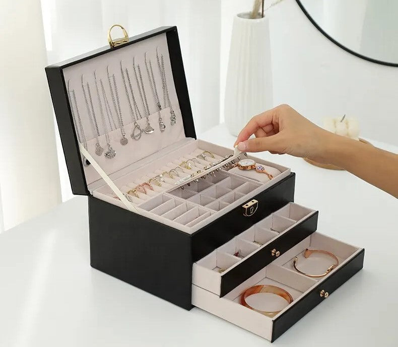 Liora Jewelry Box for Women - Multi-Layer Leather Organizer, Elegant Storage for Rings and Necklaces