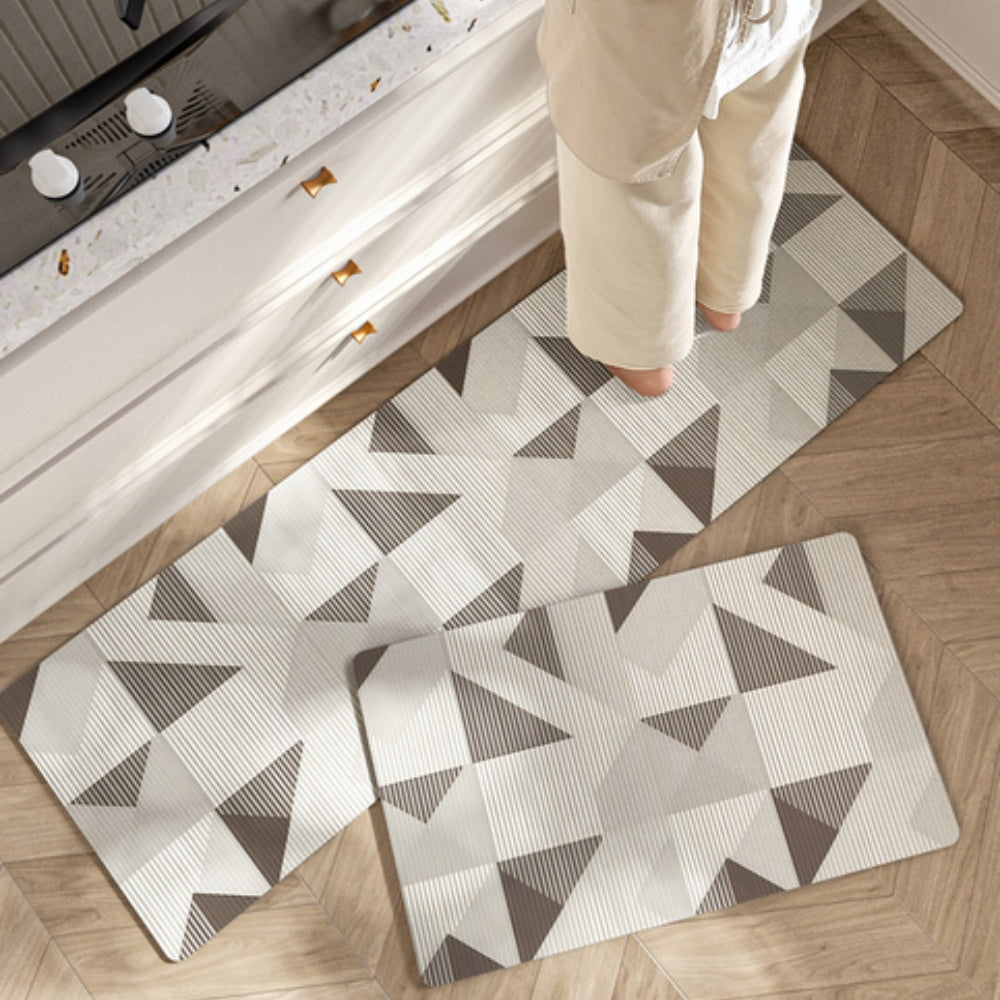 Liora Kitchen Mat - Washable Microfiber, Floral Stripe Pattern