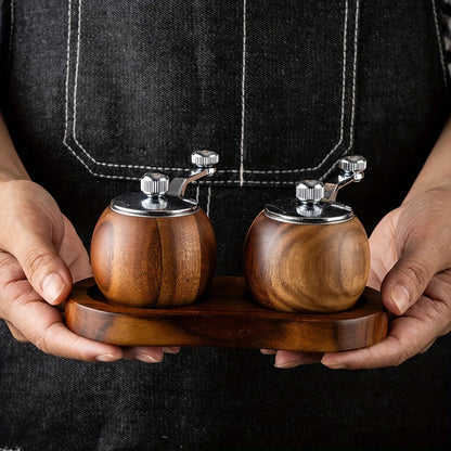 Liora Salt and Pepper Grinders Set - Wooden, Nordic Design, Set of 2