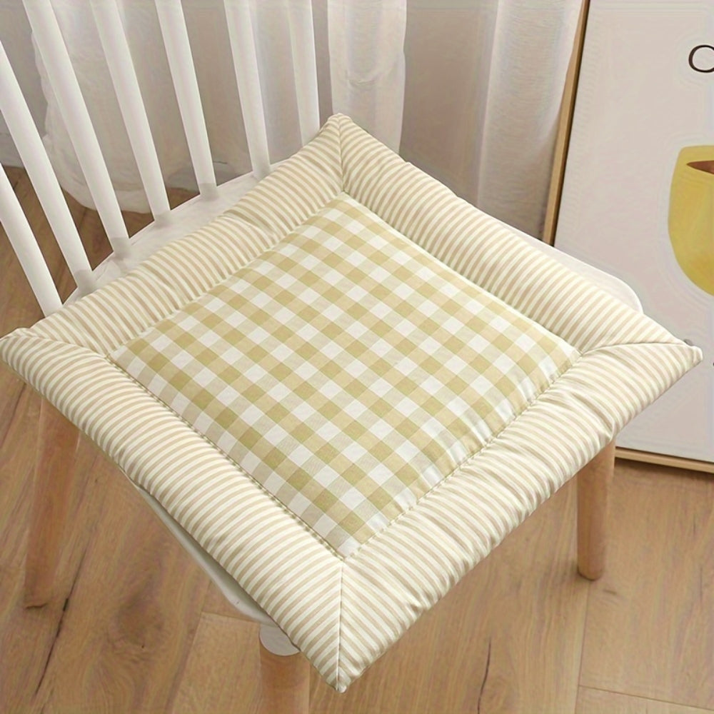 Liora Seat Cushion - Cotton Checkered, Comfortable Support for Dining Chairs