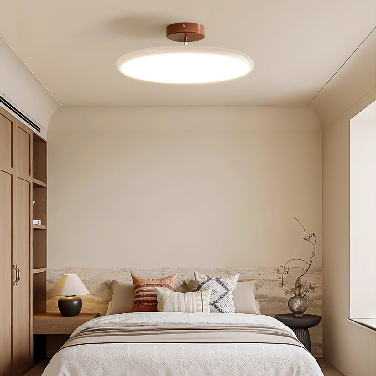 Swivel LED Flush Mount Ceiling Light 12 Inch Round Indoor Lamp Adjustable Directional Lighting for Bedroom Living Room Kitchen Dining Room T