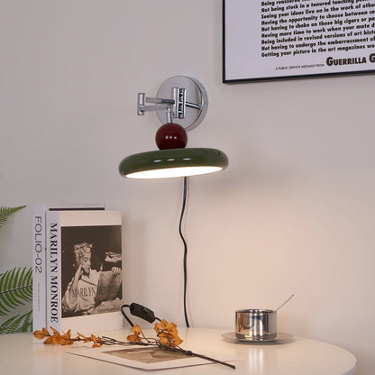 Compact Plug-In Sconce with Adjustable LED Temperature Chrome Accents for Bedroom Living Room Hallway Reading Nook Modern Indoor Lighting