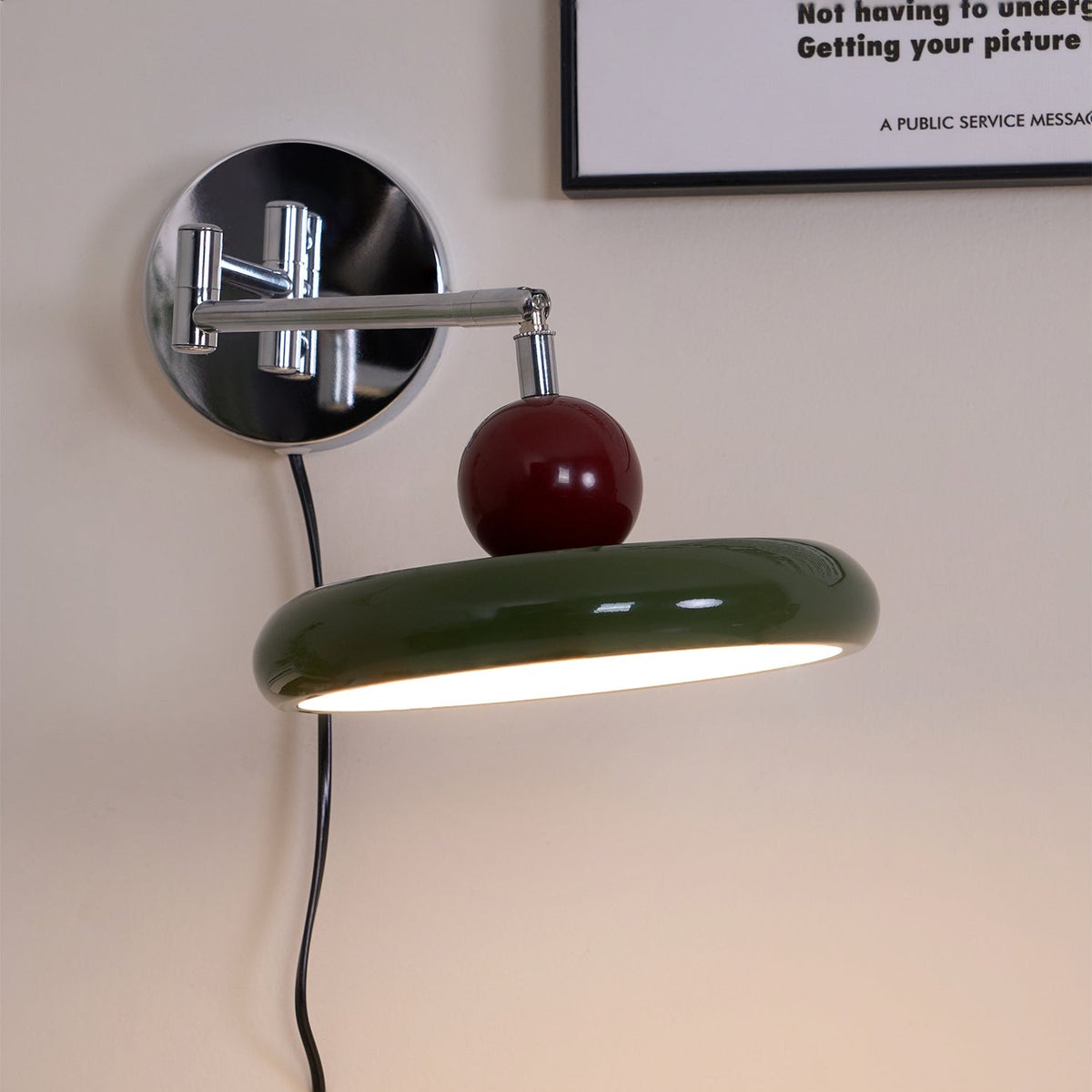 Compact Plug-In Sconce with Adjustable LED Temperature Chrome Accents for Bedroom Living Room Hallway Reading Nook Modern Indoor Lighting