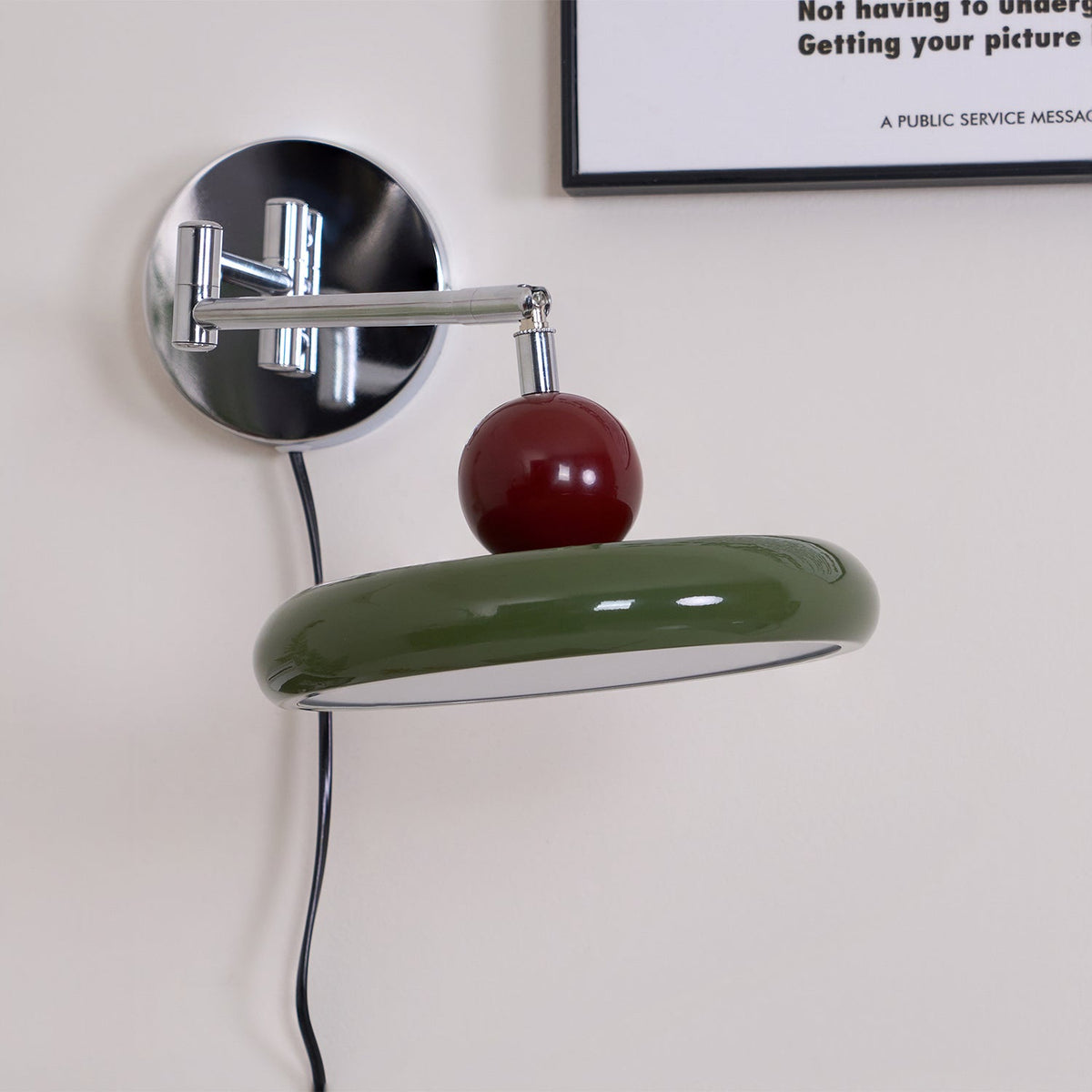 Compact Plug-In Sconce with Adjustable LED Temperature Chrome Accents for Bedroom Living Room Hallway Reading Nook Modern Indoor Lighting