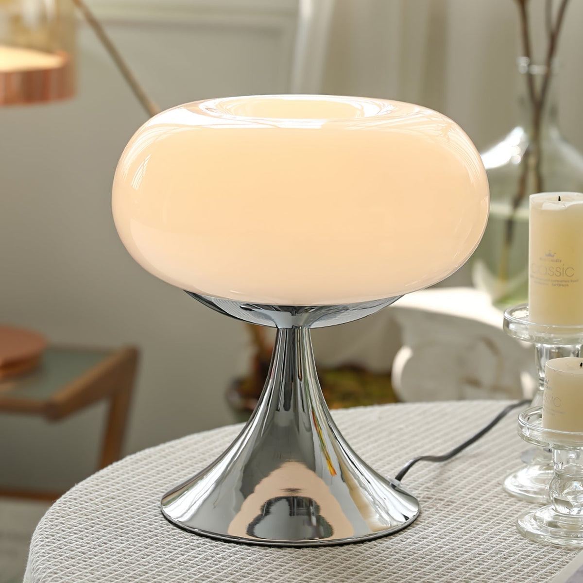 LED Desk Lamp 11 Inch Metal Glass Construction Modern Accent Light for Bedroom Office Nightstand Chrome White Green Cream Indoor