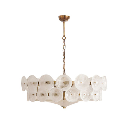 Tiered Glass Disc Pendant Light for Dining Room – Amber Circular Shade Ceiling Fixture – Adjustable Hanging Lamp for Kitchen Island Living R