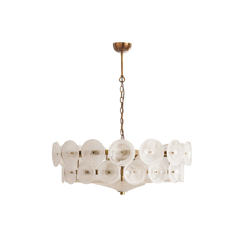 Tiered Glass Disc Pendant Light for Dining Room – Amber Circular Shade Ceiling Fixture – Adjustable Hanging Lamp for Kitchen Island Living R