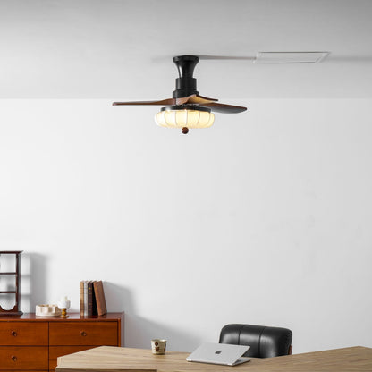 Wood Blade Ceiling Fan with Drum Shade Light DC Motor 6 Speed Remote Indoor Dining Living Bedroom Adjustable 36 42 48 52 Inch Quiet Reversib
