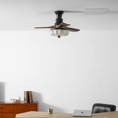 Wood Blade Ceiling Fan with Drum Shade Light DC Motor 6 Speed Remote Indoor Dining Living Bedroom Adjustable 36 42 48 52 Inch Quiet Reversib