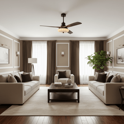 Wood Blade Ceiling Fan with Drum Shade Light DC Motor 6 Speed Remote Indoor Dining Living Bedroom Adjustable 36 42 48 52 Inch Quiet Reversib