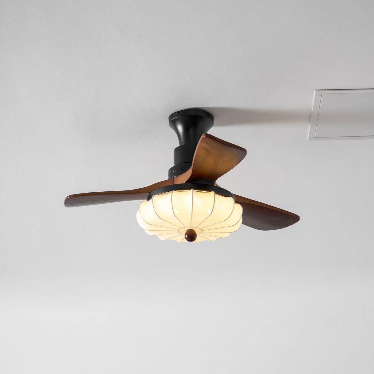 Wood Blade Ceiling Fan with Drum Shade Light DC Motor 6 Speed Remote Indoor Dining Living Bedroom Adjustable 36 42 48 52 Inch Quiet Reversib