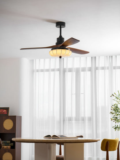Wood Blade Ceiling Fan with Drum Shade Light DC Motor 6 Speed Remote Indoor Dining Living Bedroom Adjustable 36 42 48 52 Inch Quiet Reversib