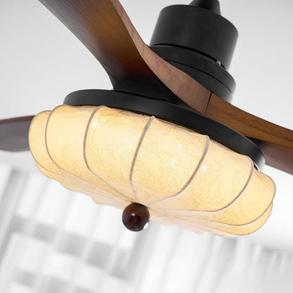 Wood Blade Ceiling Fan with Drum Shade Light DC Motor 6 Speed Remote Indoor Dining Living Bedroom Adjustable 36 42 48 52 Inch Quiet Reversib