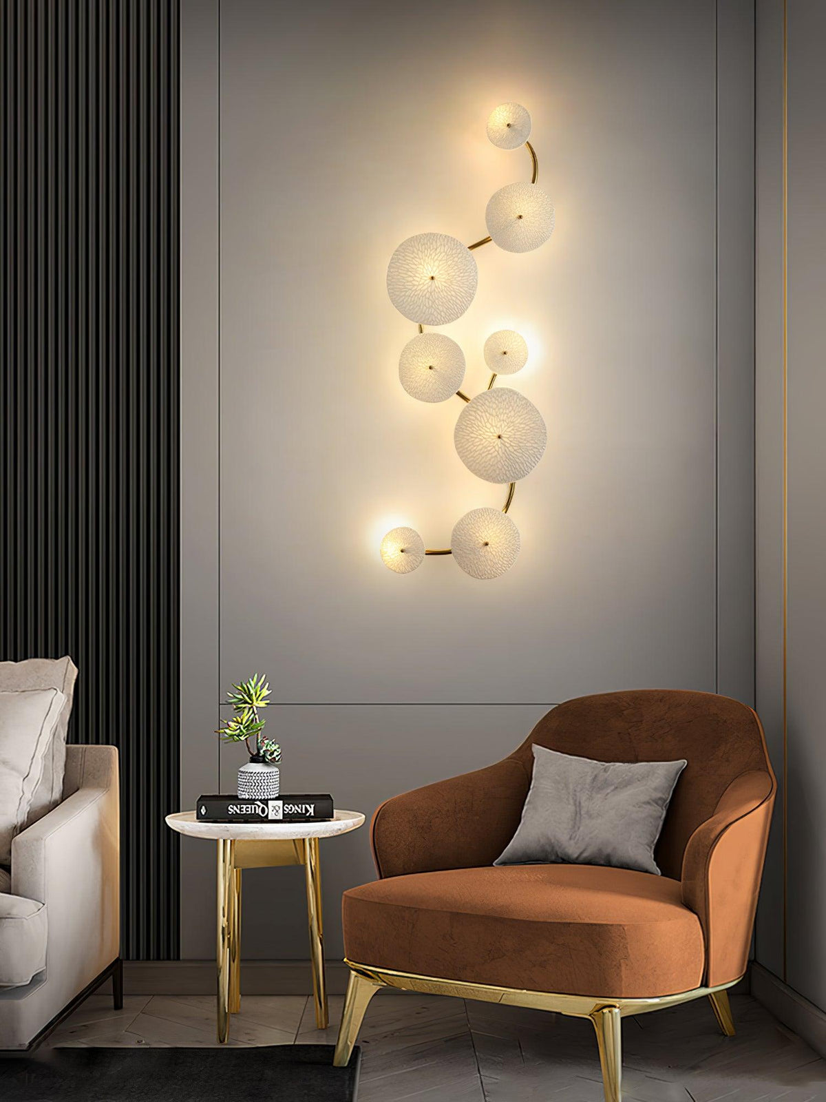 Sculpted Petal Sconce Gold White LED Art Deco Fixture Hallway Living Room Meditation Bedroom Accent 19.7 in Wall Mount Indoor Lighting