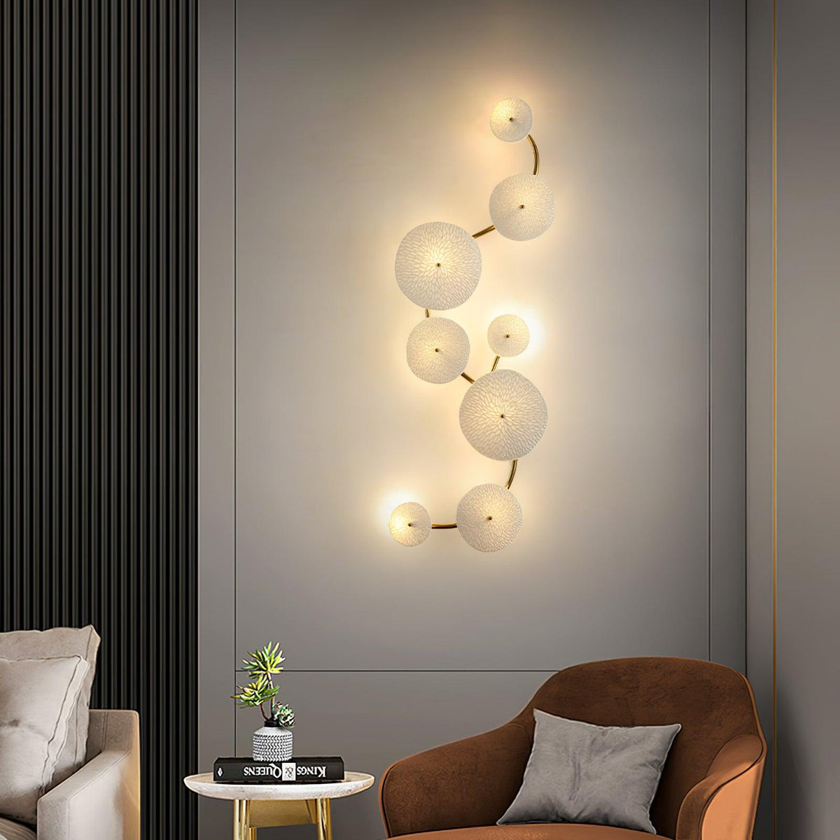 Sculpted Petal Sconce Gold White LED Art Deco Fixture Hallway Living Room Meditation Bedroom Accent 19.7 in Wall Mount Indoor Lighting