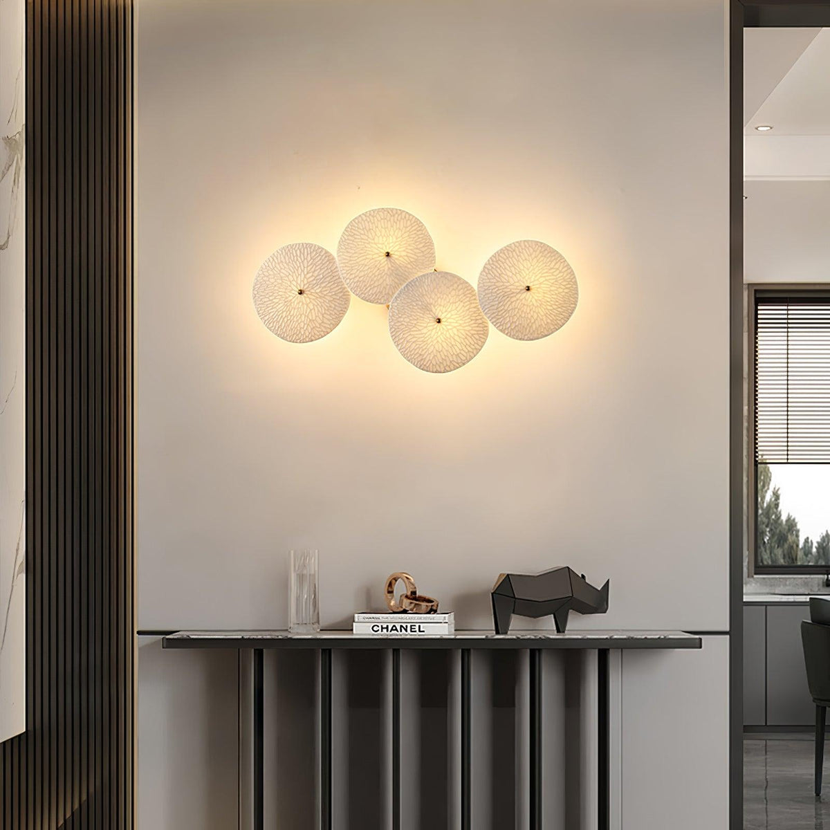 Ceramic Petal Wall Sconce Sculptural Multi-Light Fixture Hardwire Installation for Bedroom Living Room Hallway Modern Artistic Decor