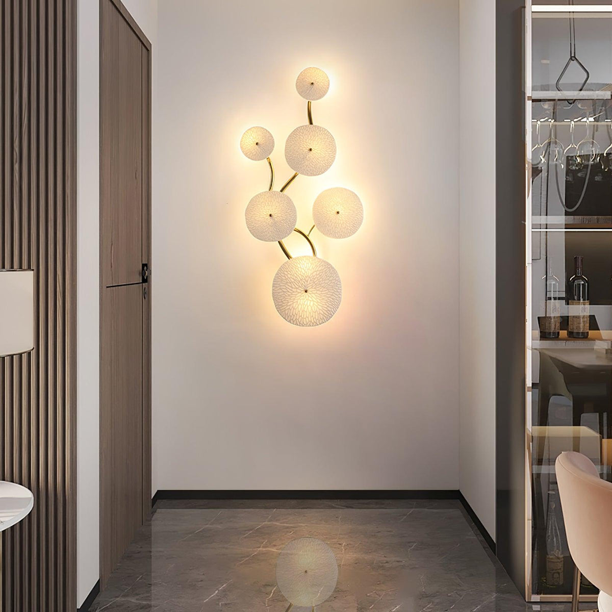 Sculpted Petal Sconce Gold White LED Art Deco Fixture Hallway Living Room Meditation Bedroom Accent 19.7 in Wall Mount Indoor Lighting