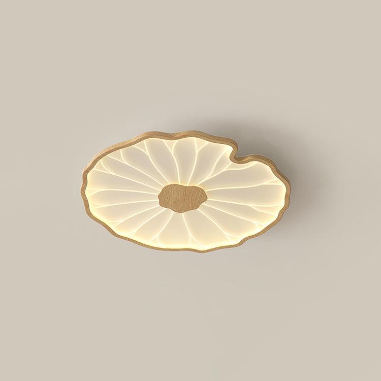 Flush Mount LED Fixture Wood Grain Acrylic Panel Adjustable Color Temperature for Low Profile Spaces Living Room Bedroom Office