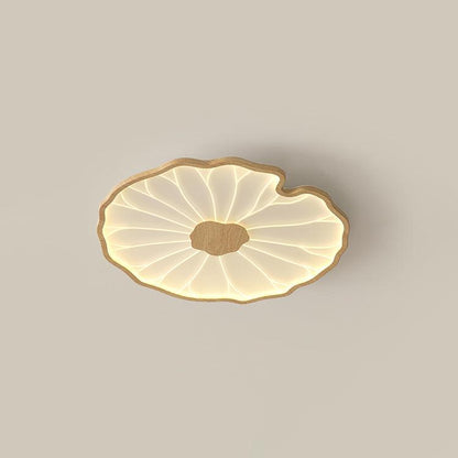 Organic Leaf-Inspired LED Ceiling Light with Wood-Grain Finish for Living Room & Bedroom