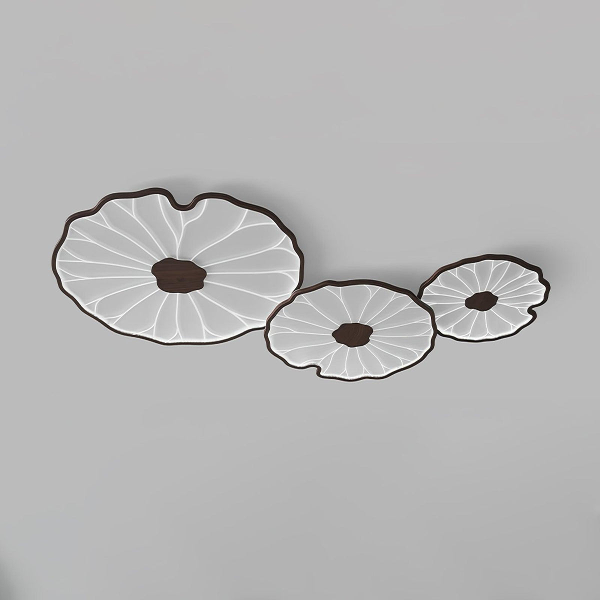 Wood-Look LED Ceiling Light Flush Mount with Botanical Curved Edge Design for Bedroom Living Room Kitchen