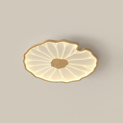 Organic Leaf-Inspired LED Ceiling Light with Wood-Grain Finish for Living Room & Bedroom