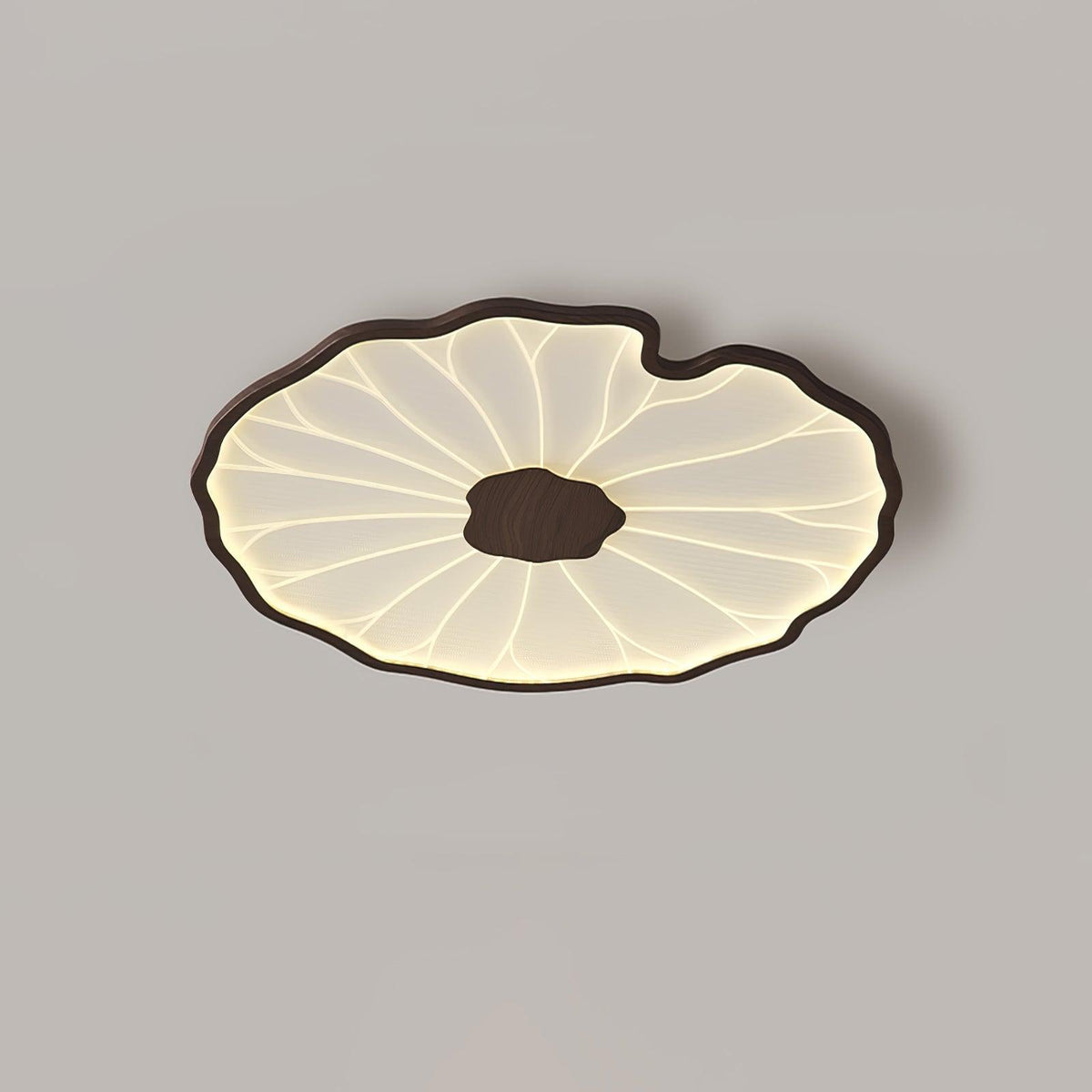 Organic Leaf-Inspired LED Ceiling Light with Wood-Grain Finish for Living Room & Bedroom