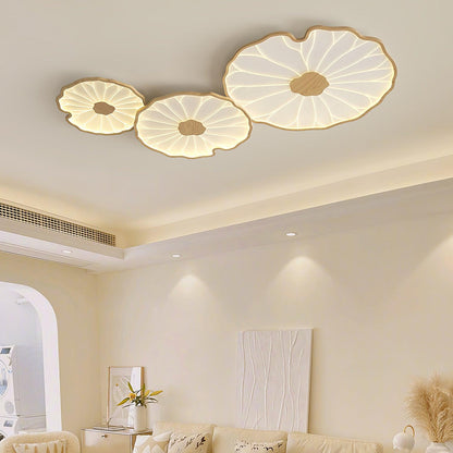 Wood LED Flush Mount Ceiling Light 28 inch Contemporary Fixture for Bedrooms & Living Rooms Modern Home Lighting