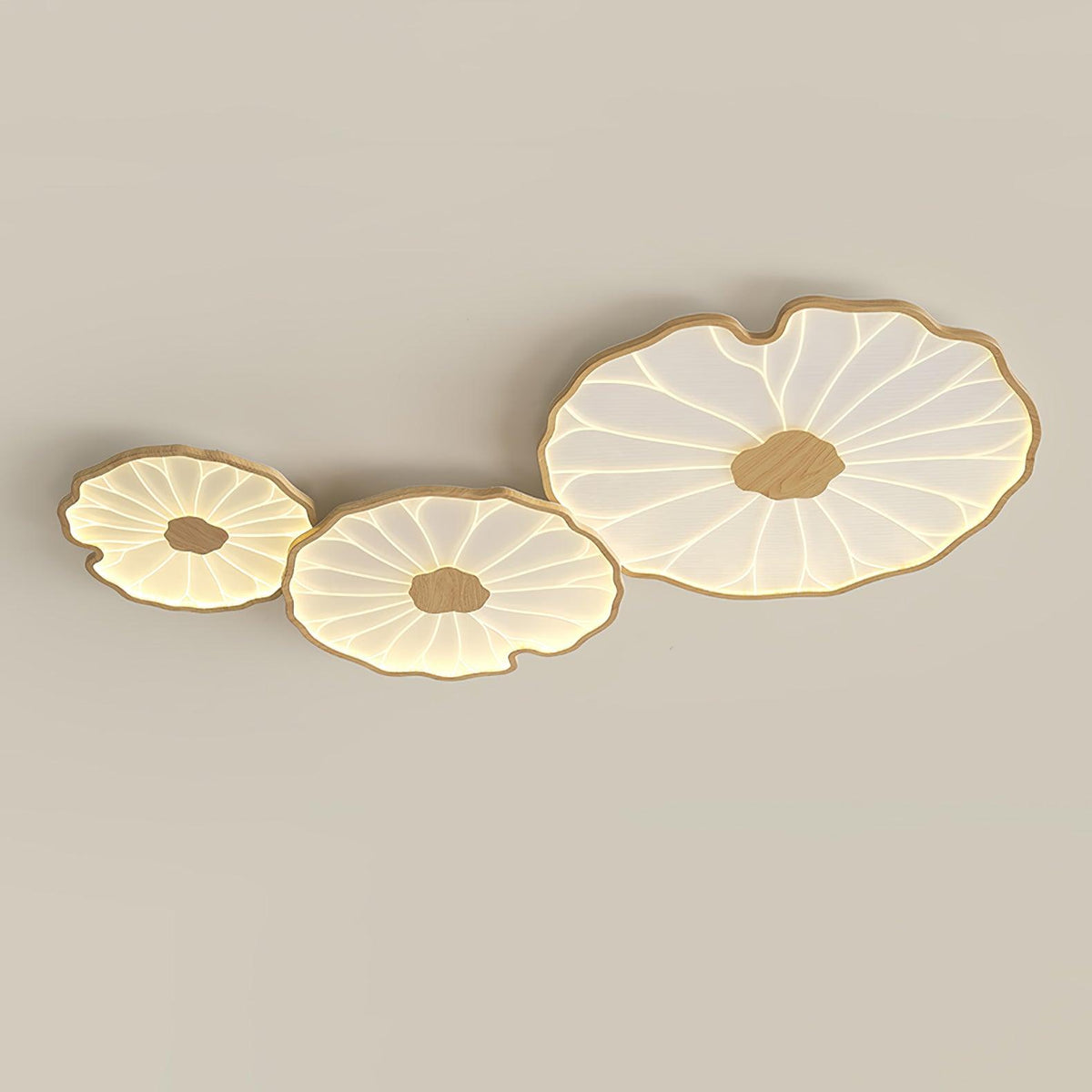 Flush Mount LED Ceiling Light with Wood Grain Finish for Low Ceilings, Living Room, Bedroom