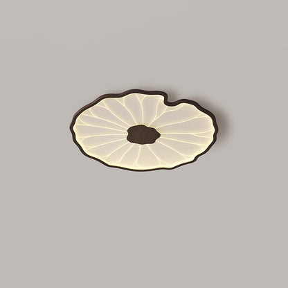 Organic Leaf-Inspired LED Ceiling Light with Wood-Grain Finish for Living Room & Bedroom