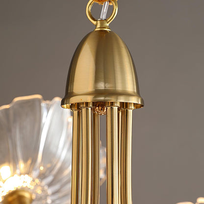 Botanical Glass Multi-Light Fixture 35 in Gold Finish for Dining Room Living Room Entryway Ambient Overhead Illumination