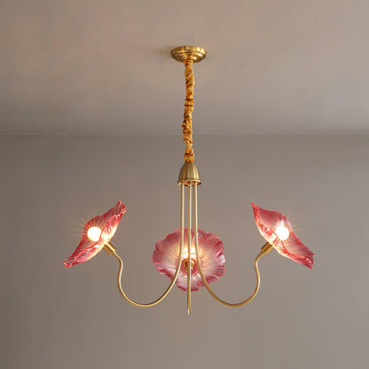Botanical Glass Multi-Light Fixture 35 in Gold Finish for Dining Room Living Room Entryway Ambient Overhead Illumination