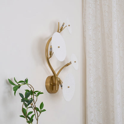 Ceramic Petal Wall Sconce – Floral LED Light with Gold Metal Accents for Hallway, Bedroom & Living Room Decor
