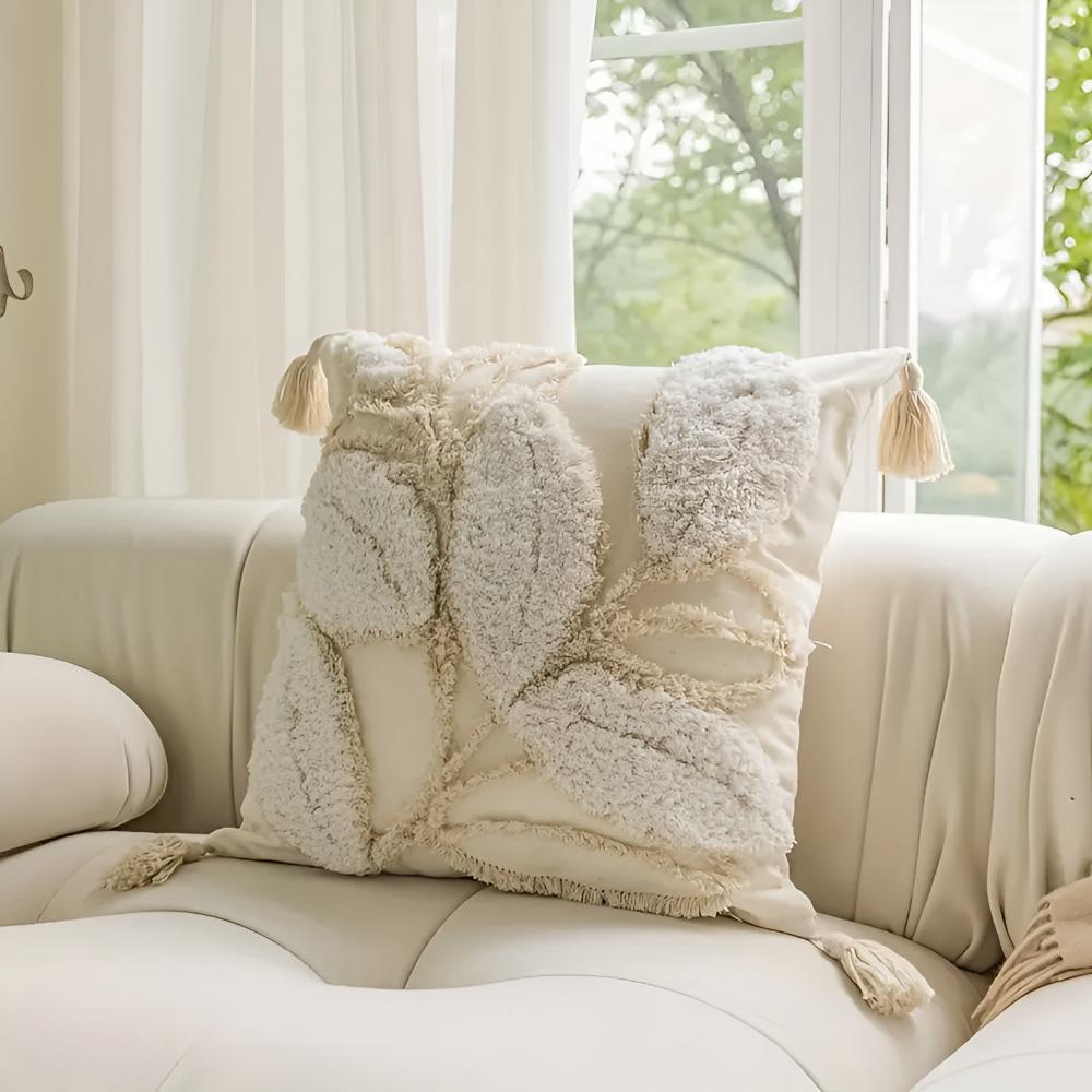 Luma Sofa Cushion Covers - Microfiber Blend, Leaf Motif