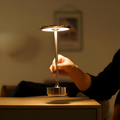 Cordless Touch-Dimming Metal Bedside Lamp – 3 Brightness Settings, USB Rechargeable Portable LED Light for Nightstand, Office Desk, Living R