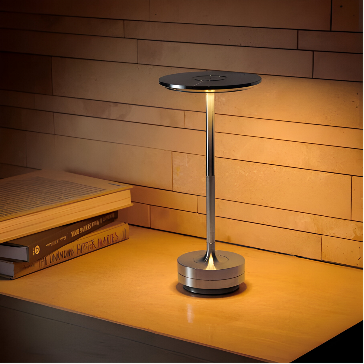Cordless Touch-Dimming Metal Bedside Lamp – 3 Brightness Settings, USB Rechargeable Portable LED Light for Nightstand, Office Desk, Living R