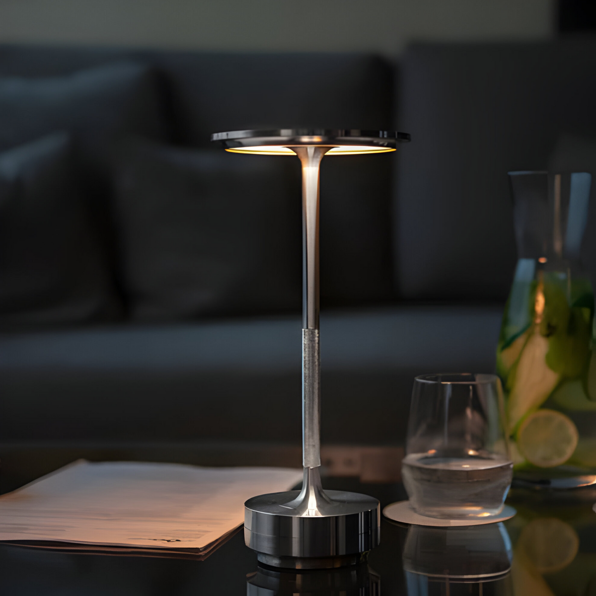 Cordless Touch-Dimming Metal Bedside Lamp – 3 Brightness Settings, USB Rechargeable Portable LED Light for Nightstand, Office Desk, Living R