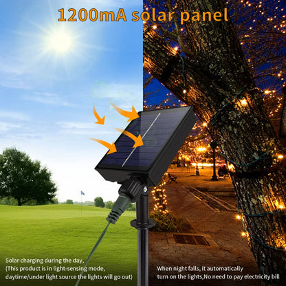 Ortekor LumiSol ProLine | Solar String Lights 100M with Ultra-Bright LEDs | 8 Modes & Remote Control for Year-Round Outdoor Use