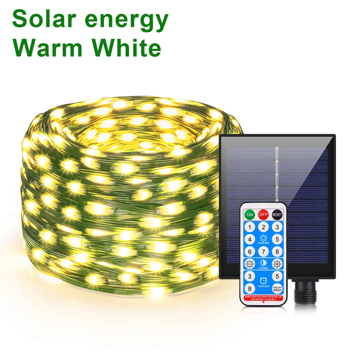 Ortekor LumiSol ProLine | Solar String Lights 100M with Ultra-Bright LEDs | 8 Modes & Remote Control for Year-Round Outdoor Use