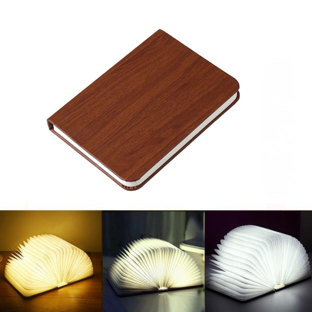 Lumi Foldable Desk Lamp - Book design, Rechargeable, Cordless Design with 3 Light Modes