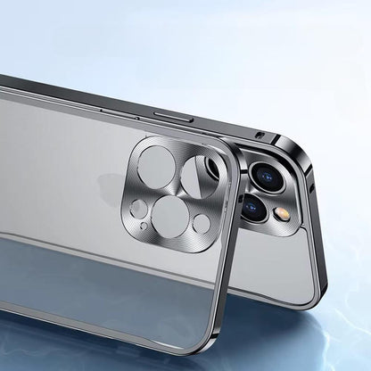 iPhone Case Machined Aluminum Frame Matte Back Cover Shock Protection Raised Edges with MagSafe Compatible Ring Precision Cutouts for 13
