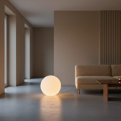 Floor Lamp Modern Globe, Living Room Floor Lamp with Marble Base, LED Standing Lamp for Bedroom and Office