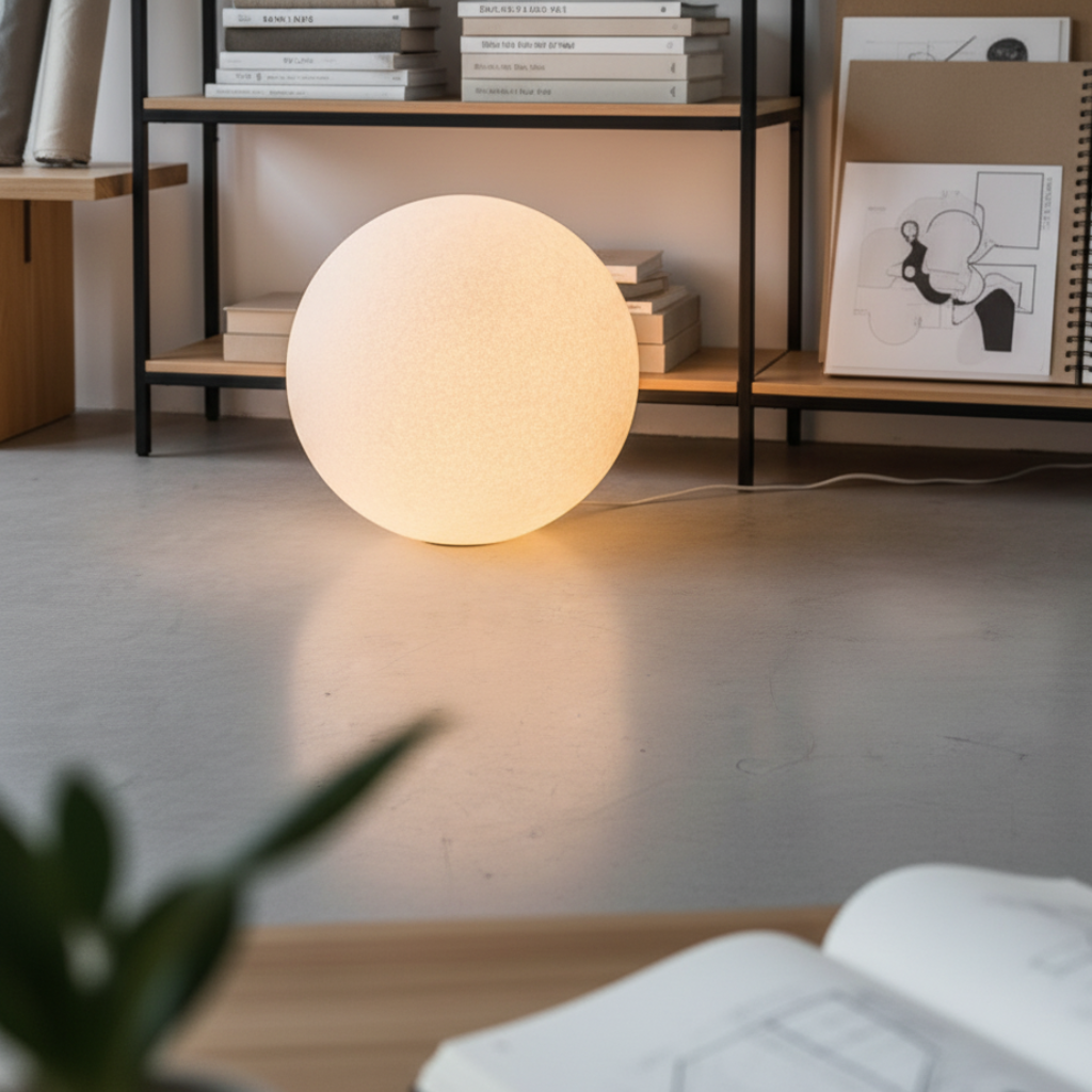 Floor Lamp Modern Globe, Living Room Floor Lamp with Marble Base, LED Standing Lamp for Bedroom and Office